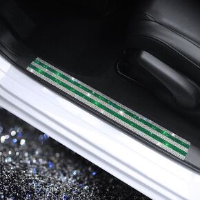 Bling Car Door Sill Protector with Sparkling Rhinestones - Luster Crystal Sticker Decoration Door Entry Guard Accessories Car Interior Decor Accessories White & Pink 2 Pcs