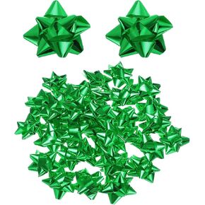 MECCANIXITY 36pcs 3" Mini Star Gift Bows Small Metallic Christmas Bows for Gift Wrapping Presents Birthday Wedding, Self Adhesive, Silver