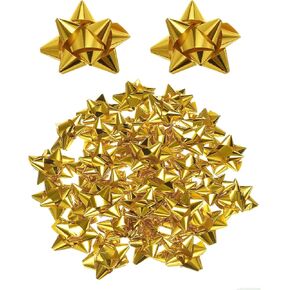 MECCANIXITY 36pcs 3" Mini Star Gift Bows Small Metallic Christmas Bows for Gift Wrapping Presents Birthday Wedding, Self Adhesive, Silver