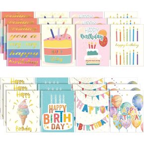Eaasty 24 Pcs Birthday Gifts for Students from Teacher Bulk Happy Birthday Notebook Journal Small Birthday Notepads for Kids Classroom Reward Prize Birthday Party Favors, 3.9 x 3.1 Inch(Bright)