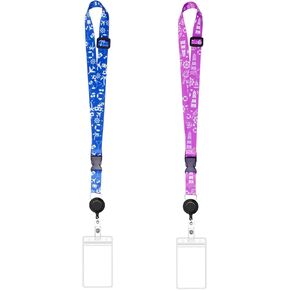2 Pack Cruise Lanyard for Ship Card, Retractable lanyards with Waterproof ID Badge Holder for Cruise Ship Cards (Blue, Purple)