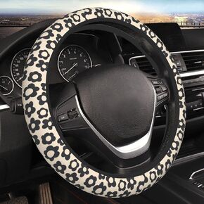 Pink Groovy Flower Abstract Floral Aesthetic Steering Wheel Cover for Women Men Girls Car Accessories Decor Anti-Slip Neoprene Auto Steering Wheel Covers Protector Universal 15 Inch