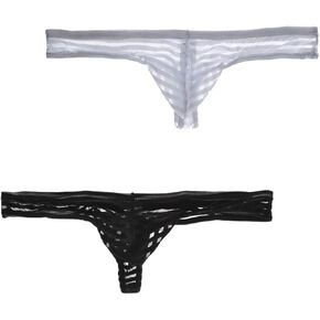 Men's Sexy Bikini Underwear Ice Silk Thong Underwear Bulge Pouch G-String Low Rise Underpants