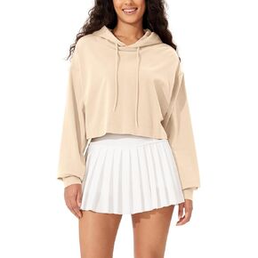 ODODOS Women's Cropped Hoodies Cotton Soft Long Sleeve Pullover Crop Hooded Sweatshirts
