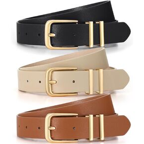 3 Pack Women's Belts for Jeans Pants Dresses Fashion Ladies Leather Waist Belt with Buckle Leather Belts in Kuwait