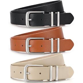 3 Pack Women's Belts for Jeans Pants Dresses Fashion Ladies Leather Waist Belt with Buckle Leather Belts