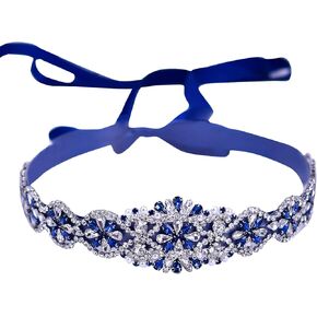 Ladies Dress Belt Navy Blue Rhinestone Handmade Decoration Party Party Party Party Walk Bridesmaid Dress Belt Wedding Female Guest Accessories