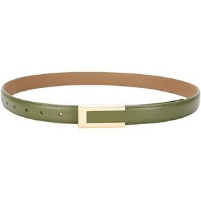 Womens Belts for Jeans, Womens Leather Belt with Gold Buckle, Skinny Belts for Pants Dresses
