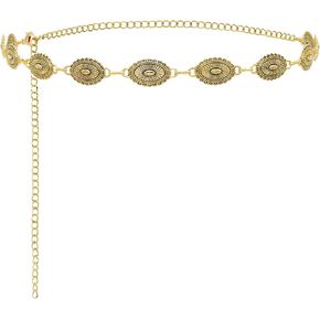 Giantree Western Chain Belt for Women, Silver Concho Link Chain Western Cowgirl Belts for Jeans Dresses