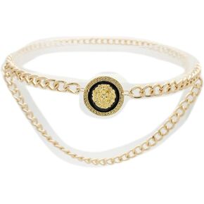 Women Trendy Fashion Gold Metal Chain Links Belt Waist Hip Lion Head Charm Fits Waist Size 30-45" M L XL