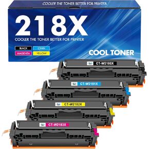 218X 218A Toner Cartridges 4 Pack Compatible Replacement for HP 218X 218A Color Laserjet Pro MFP 3301fdw 3301cdw 3201dw 3301sdw Printer High Yield Ink Set (Black Cyan Yellow Magenta, 4 Pack)