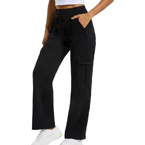 Women's Mid Rise Wide Leg Jeans Stretchy Knit Denim Casual with Multiple Pockets Pants