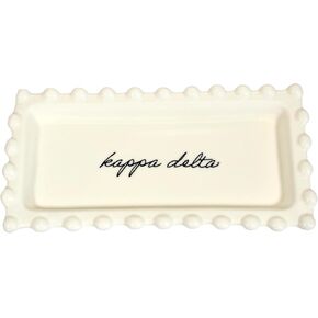Sorority Shop Kappa Delta Jewelry Dish - Rectangular Gloss Finish Ceramic tray with Sorority Name in Cursive Script, Multi-Function Ceramic Ring Dish, Ideal for Jewelry and Keys