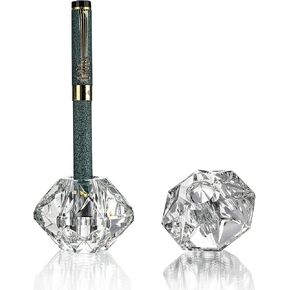 QFkris 2-Packs Crystal Fountain Pen Stand Glass Feather Pen Holder Crystal Pen & Pencil Holder Base for Office Desk Desktop Decoration Toothbrush Stand Gift for Students Teachers(2.2inch)