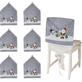 Phedrew 6Pcs Christmas Chair Covers Xmas Dining Chair Slipcovers Santa Hat Chair Back Covers for Christmas Banquet Holiday Festival Decor