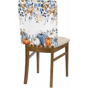 4pcs Fall Chair Back Covers, Thanksgiving Dining Chair Covers Gnome Pumpkin Maple Leaf Autumn Chair Slipcovers, Removable Washable Hello Fall Chair Covers for Home Kitchen Farmhouse Decorations
