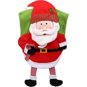 2 Pack Christmas Chair Cover Cute Plush Santa Claus Snowman Elf Christmas Seat Covers for Dining Chairs Christmas Chair Back Covers Kitchen Decorations for Christmas Holiday Party Decor(Santa)