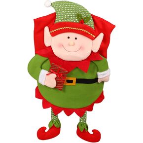 2 Pack Christmas Chair Cover Cute Plush Santa Claus Snowman Elf Christmas Seat Covers for Dining Chairs Christmas Chair Back Covers Kitchen Decorations for Christmas Holiday Party Decor(Santa)