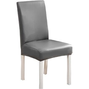 lygooh Waterproof Chair Covers Stretch Pu Leather Cover Removable Washable Universal Chair Cover for Dining Chairs Room Hotel Kitchen Slipcover (4, Khaki, L)