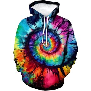 LAOLIUSN Funny Tie Dye Hoodie Colorful Spiral Theme Sweatshirt