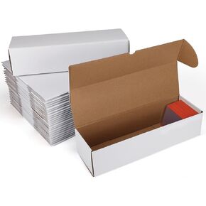25 Pack Trading Card Storage Boxes 14x4x3, White Cardboard Storage Boxes for Baseball Football Basketball Sports Cards, Each Box Holds 400 35PT Cards or 240 35PT Toploaders