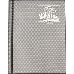 Monster 4 Pocket Trading Card Album- 20 Side Loading, Theft Deterrent, Padded Pages for Extra Protection- Deluxe Binder Holds 160 Yugioh, MTG, Magic The Gathering, Pokémon & Sport Cards-Holofoil Clear