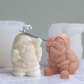 2 Pack Santa Candle Molds Silicone Christmas Candle Molds for Candle Making 3D Santa Claus Molds Xmas Resin Soap Molds for Home Decor