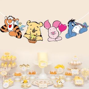 MEMOVAN Winnie Party Banner Pooh Baby Banner for Winnie Baby Shower Classic the Pooh 1 St Birthday Welcome Oh Baby Party Supplies Vintage Cute Winnie Banner Sign