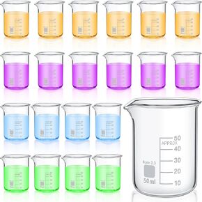 20 Pcs 100 ml Glass Beaker (GG-17), High Borosilicate Lab Beakers with Printed Graduation for Laboratory, School Projects, Science Themed Birthday Parties Daily Use