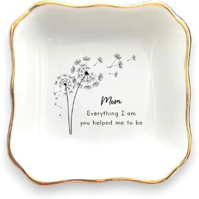 Mom Everything I Am You Helped Me To Be, Ceramic Ring Dish For Mom Women, Jewelry Dish, Jewelry Holder, Trinket Tray, Personalized Gift For Mother, Daughter Present, Wedding Gift, Mom