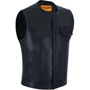 GARGOYLE BELLS Men's Leather Motorcycle Vest SOA Style Vest With Gun Pockets Biker Club Vest For Men