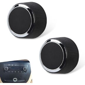 Pack of 2 Car Volume Knob Replacements, Audio Volume Adjustment Knob, #22912547 Radio Audio Control Knobs, Plastic Plug-in Buttons, Compatible with Cadillac Chevrolet GMC (Black)