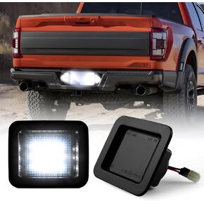 LED License Plate Lights Compatible With Ford F-150 2015-2023 Tag Light F-150 Raptor 2015-2023 Smoke Lens 6000K White