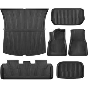 Tesla Model Y Floor Mats, All Weather TPE Floor Mats for Tesla Model Y 2021-2023 2024, Cargo Liner and Rear Trunk Mats Accessories for Model Y 5-Seat, Set of 6 Mats(Not Fit 7-Seat)