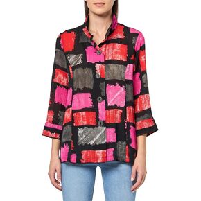 MULTIPLES Women's Three Quarters Cuff Sleeves Wire Collar Button Front Jacket
