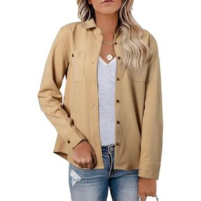 Astylish Womens Jacket Shirts Casual Long Sleeve Button Down Lightweight Fall Fashion Jackets Outfits