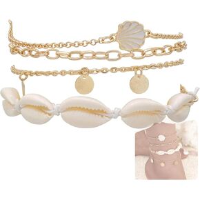 Ankle Bracelets for Women, 14k Gold Plated Waterproof Coin Toe Link Chain Anklets Set, Layered Anklet Bracelets for Women Beach Gift Adjustable Size