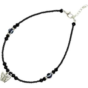 Black Bead Crystal Evil Eye Anklet Bracelet for Women Handmade Simple Waterproof Ankle Foot Bracelets for Women Minimalist Jewelry Adjustable
