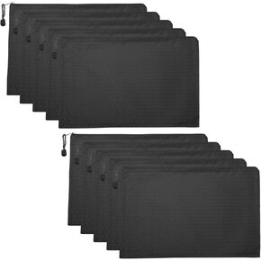 PATIKIL Waterproof Zipper File Bags, 10 Pack A4 Document Holders Pencil Pouch for Office, Black