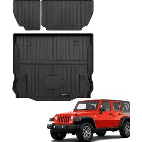 All Weather Floor Mats & Cargo Liner for 2007-2018 Jeep Wrangler JK Accessories TPE Rubber Mat (for 2007-2018 Jeep Wrangler JK 4 Door)