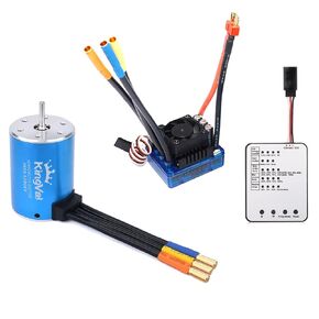 KingVal Replacement 3650 5900KV Brushless Motor Shaft 3.175mm with 80A Brushless ESC and Program Card Combo Compatible with 1/10 RC Car