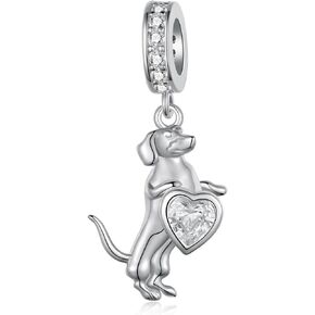 Dachshund Charm 925 Sterling Silver Wiener Dog Charm Cute Animal Dog Jewelry Gifts for Women