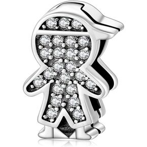 925 Sterling Silver Reflexions Bracelet for Women Mesh Bracelet Clip Beads & Safe Chain.Birthday Christmas for Friends Mothers Wife and Daughters (Boy Charms)