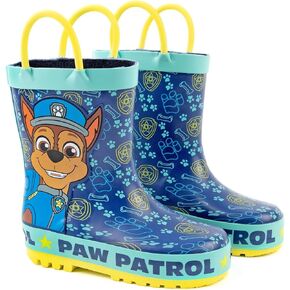 Paw Patrol Boys Wellies | Kids Blue Rain Wellington Boots | Chase Toddlers Water Resistant Walking Shoes with Pull Handles