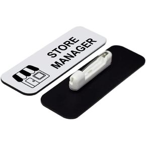 Store Manager 1 x 3" Name Tag/Badge, Blue, (3 Pack)