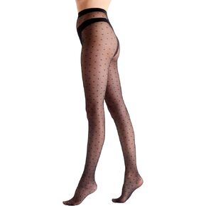 Pretty Polly Women's All Over Heart Tights -delicate heart design for a romantic look, Black (Black), One Size