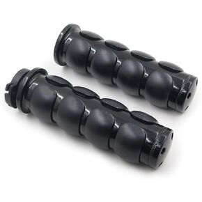 HTTMT TRHB114C-1''-BK Black Flat Top 1 Inch Rubber Handlebar Grips Compatible with Harley Road King CVO Springer Deluxe Magna 750 Kawasaki Vulcan 1500 Classic