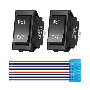 Reverse Polarity Switch 12V, CNAODUN (ON)-Off-(ON) Momentary RV Jack Rocker Switch 20A 12VDC 4 Pin with Pre-Wires Auto Control for 5th Wheel Tongue Trailer