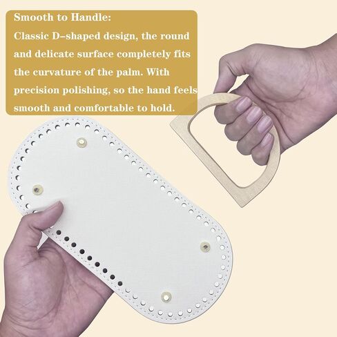 Yayatty 2 PCS Wooden Purse Handles 1 PCS Leather Oval Bag Nail Bottom Shaper, Wooden D-Shaped Handbag Handle Crochet Bag Cushion Pad Base Shoulder Bag Bucket Bag Making Suppl in Saudi Arabia