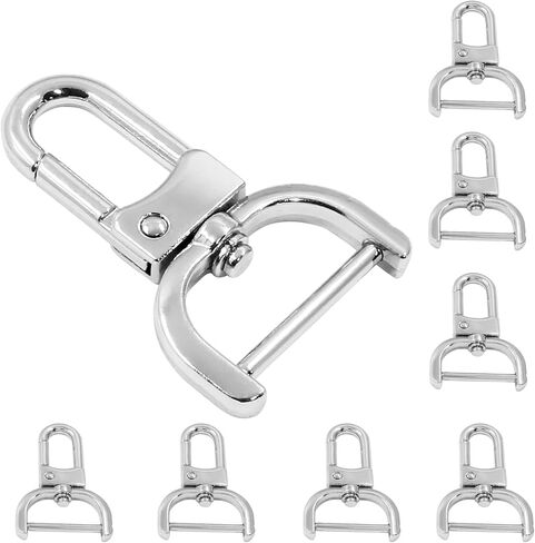 BokWin 8 قطع مشبك دوار خطاف 3/4 بوصة دوار كوبستر مخلب مشبك D حلقة خطاف غلق قابل للفصل مع مفك براغي لحقيبة المحفظة الجلدية (فضي) in Kuwait